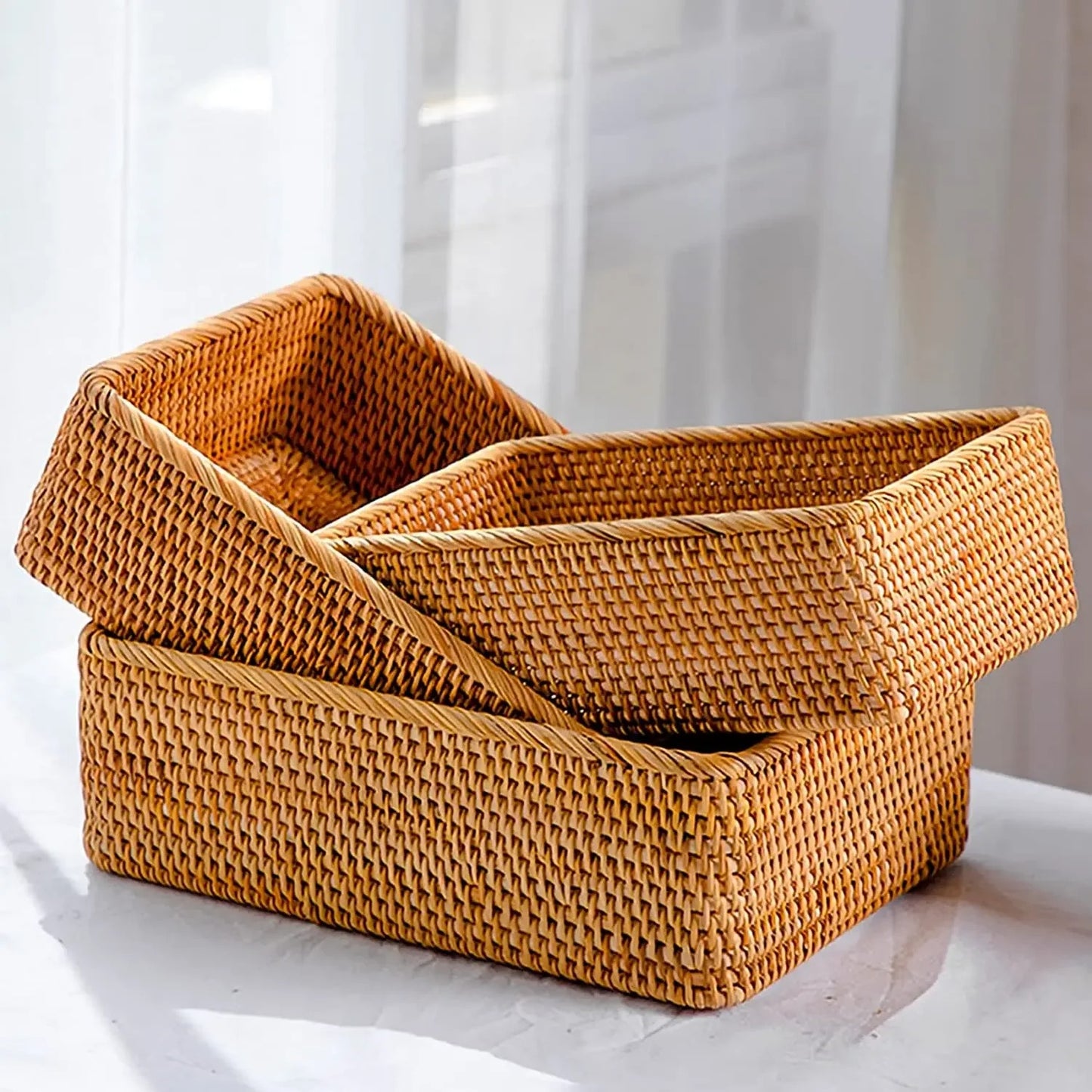 panier osier rangement rectangulaire